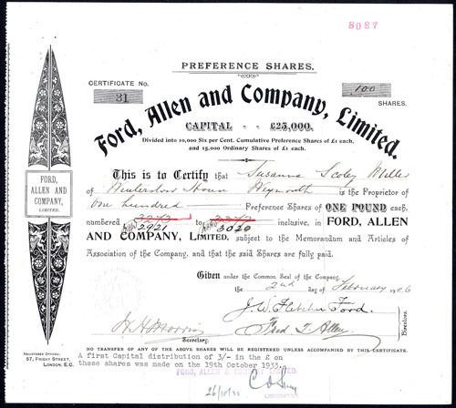 Ford-Allen-and-Co-Ltd-1-Preference-shares-1906-381872523646