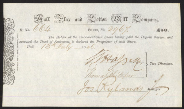 Hull-Flax-Cotton-Mill-Co-50-share-1846-founded-in-1836-380890771096