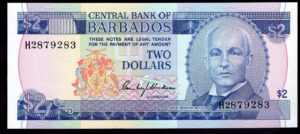 Barbados. $2, H2 879283, (1980), Blackman signature. AU-UNC.