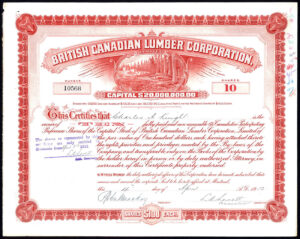 Canada, British Canadian Lumber Corporation, 10 preference shares, 1912