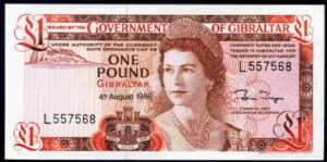 Gibraltar, One Pound, series L, 4th August 1988, UNC