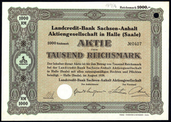 Germany-Landcredit-Bank-Sachsen-Anhalt-AG-Halle-1000RM-share-1938-ex-Barov-381511768517