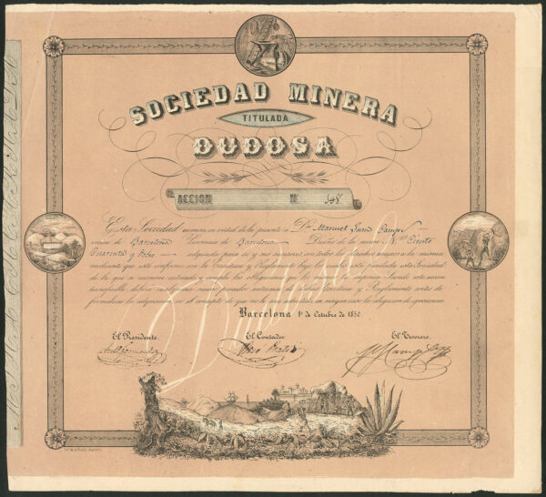 Spain-Sociedad-Minera-Titulada-Dudosa-one-share-Barcelona-1850-381518010007