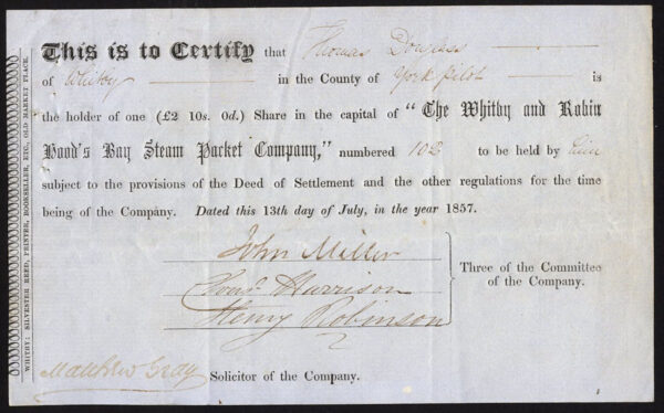 Whitby-and-Robin-Hoods-Bay-Steam-Packet-Co-2-10d-share-1857-paper-172834035097