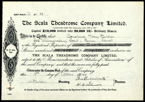 Scala-Theadrome-Co-Ltd-10-shares-1944-a-cinema-in-Oldham-Manchester-172435975658